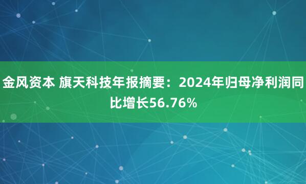 金风资本 旗天科技年报摘要：2024年归母净利润同比增长56.76%